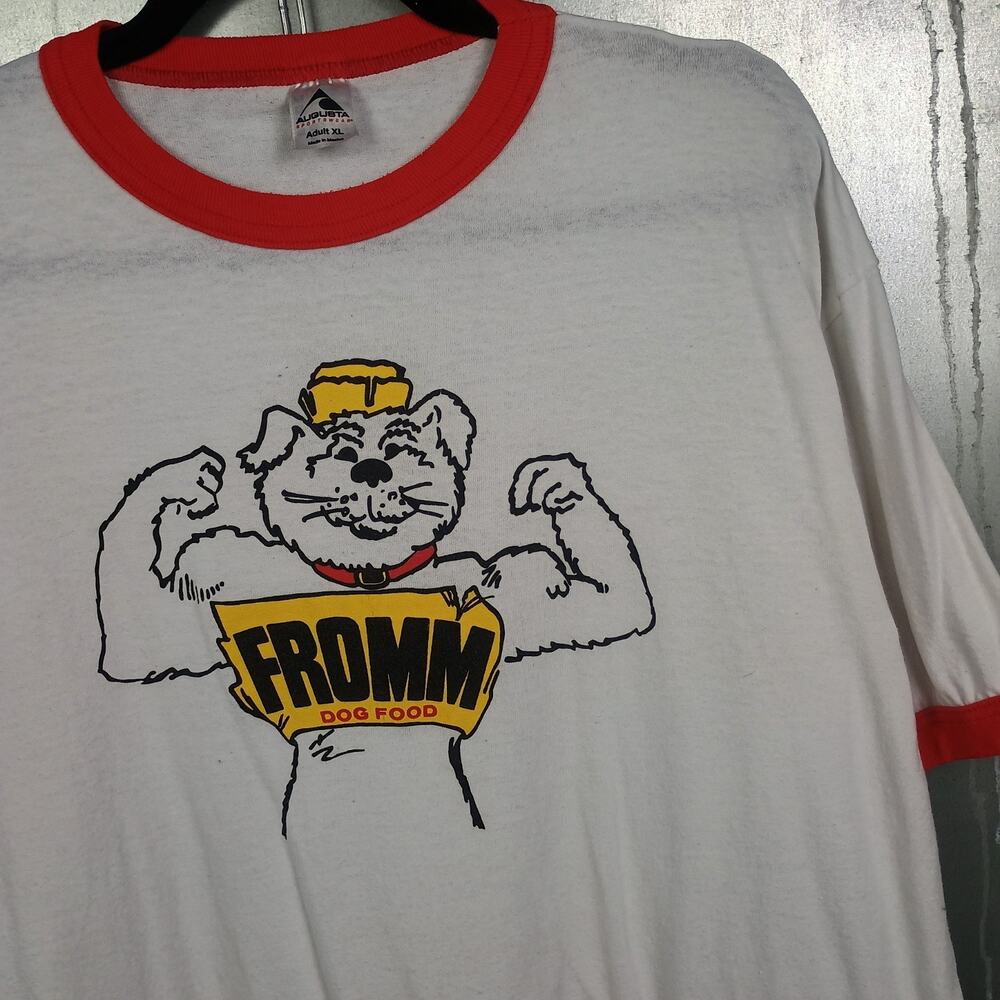 Fromm Dog Food Vintage Y2K 2000s Animal Mascot Funny Ringer Graphic Shirt XL